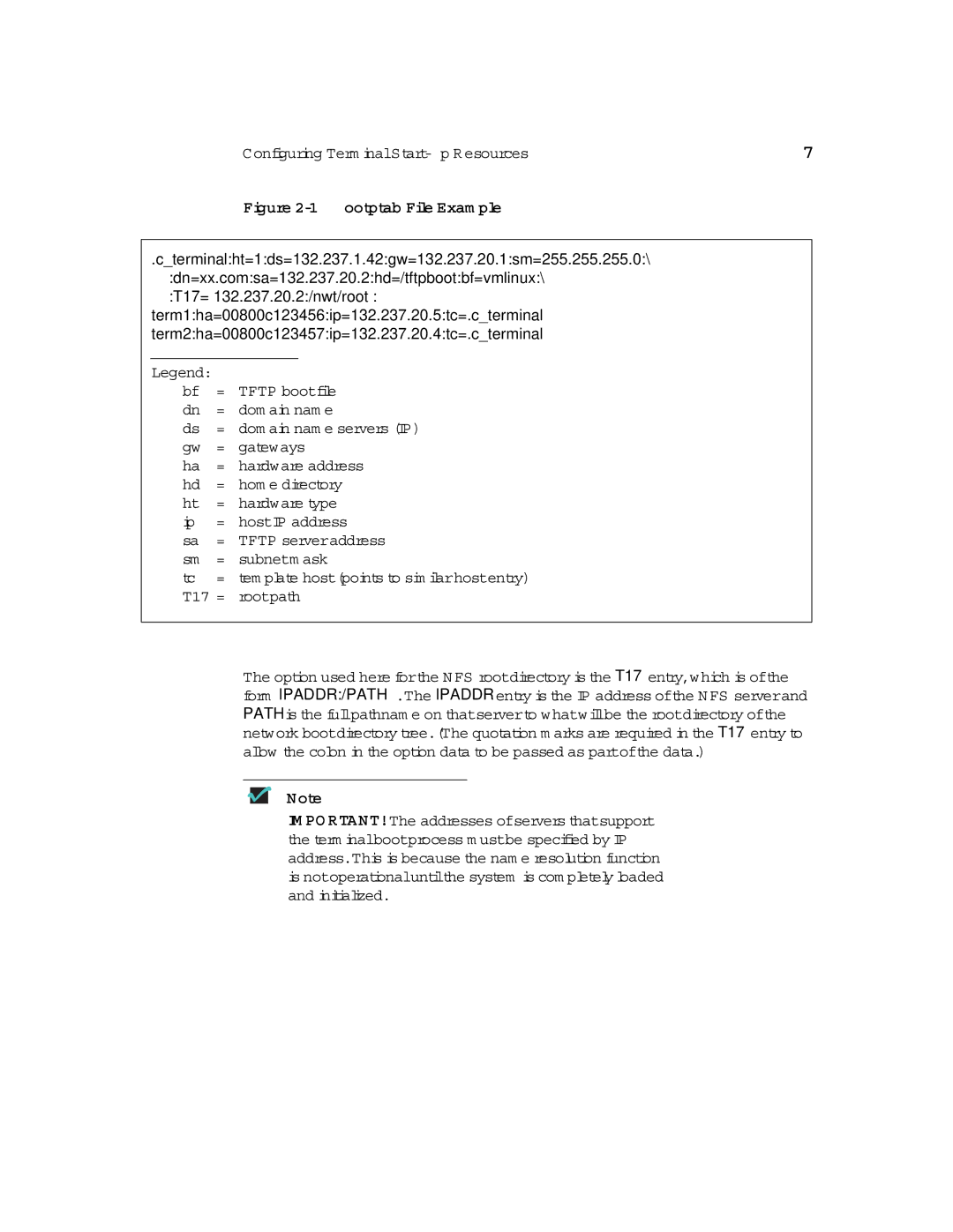 Compaq T1500 manual Bootptab File Example 