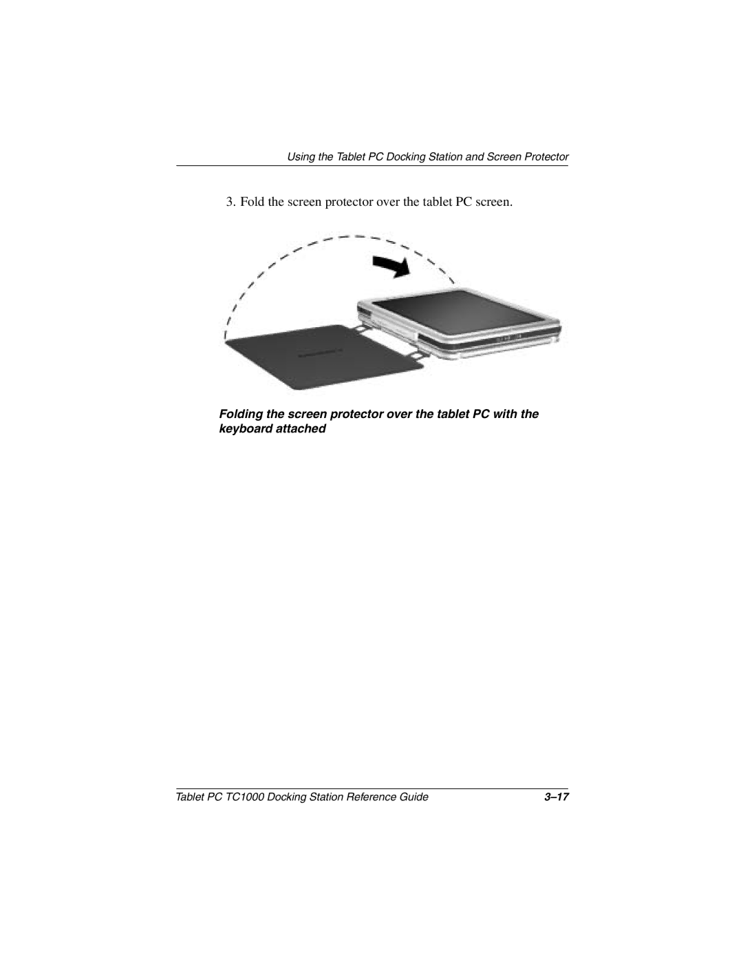 Compaq TC1000 manual Fold the screen protector over the tablet PC screen 