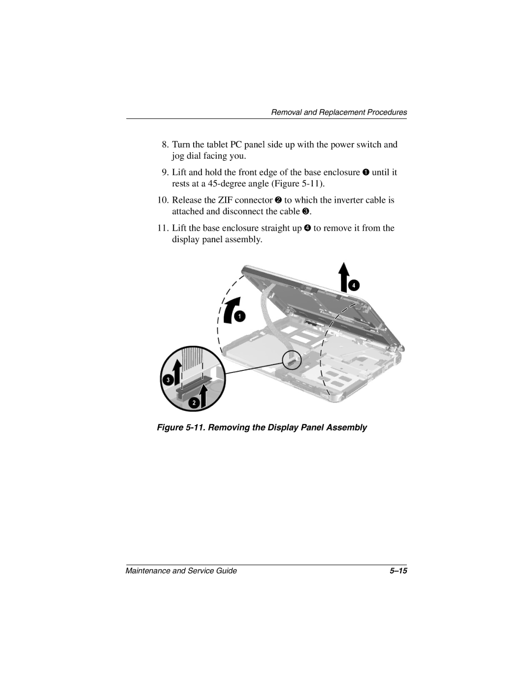 Compaq TC1000 manual Removing the Display Panel Assembly 