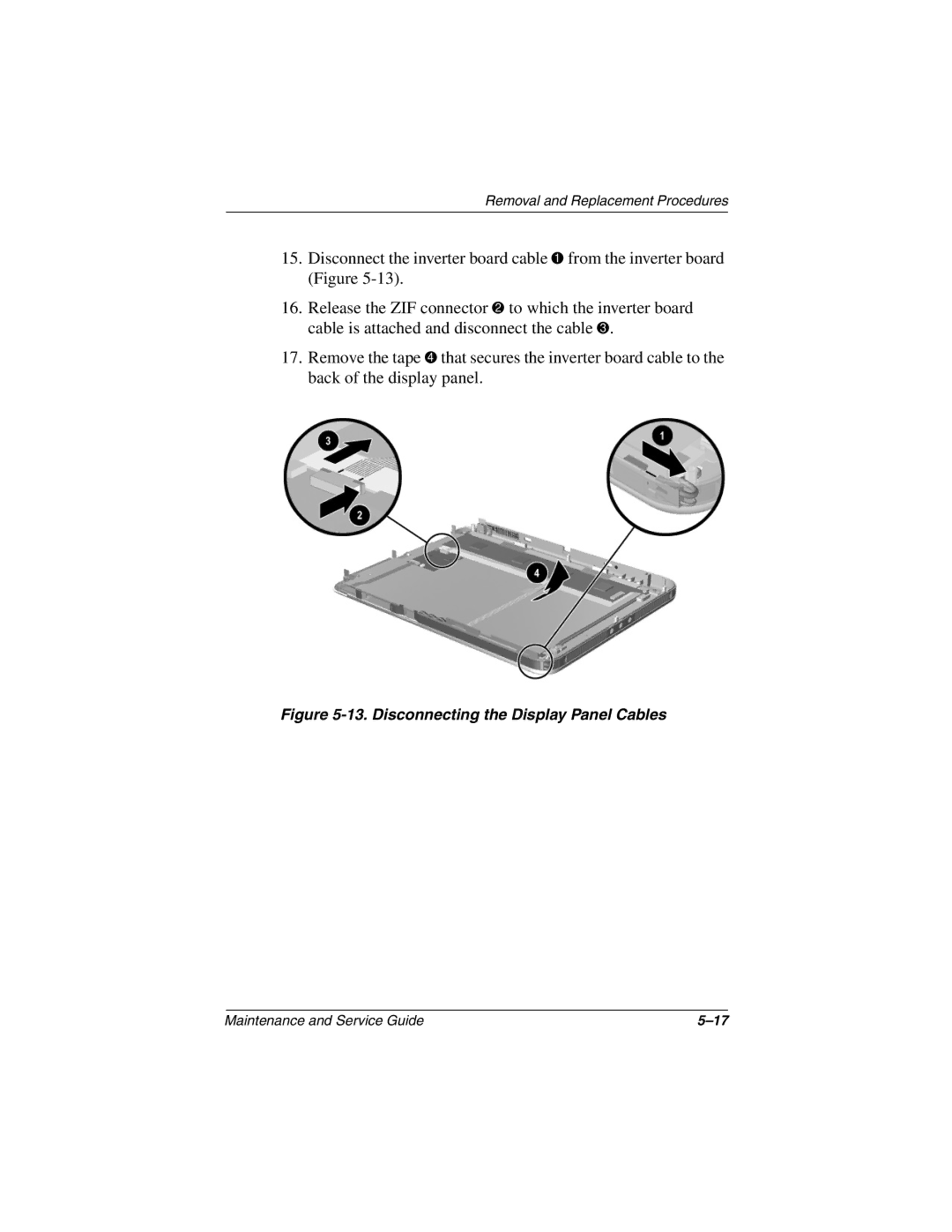 Compaq TC1000 manual Disconnecting the Display Panel Cables 