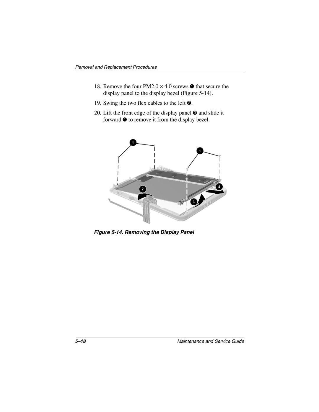 Compaq TC1000 manual Removing the Display Panel 