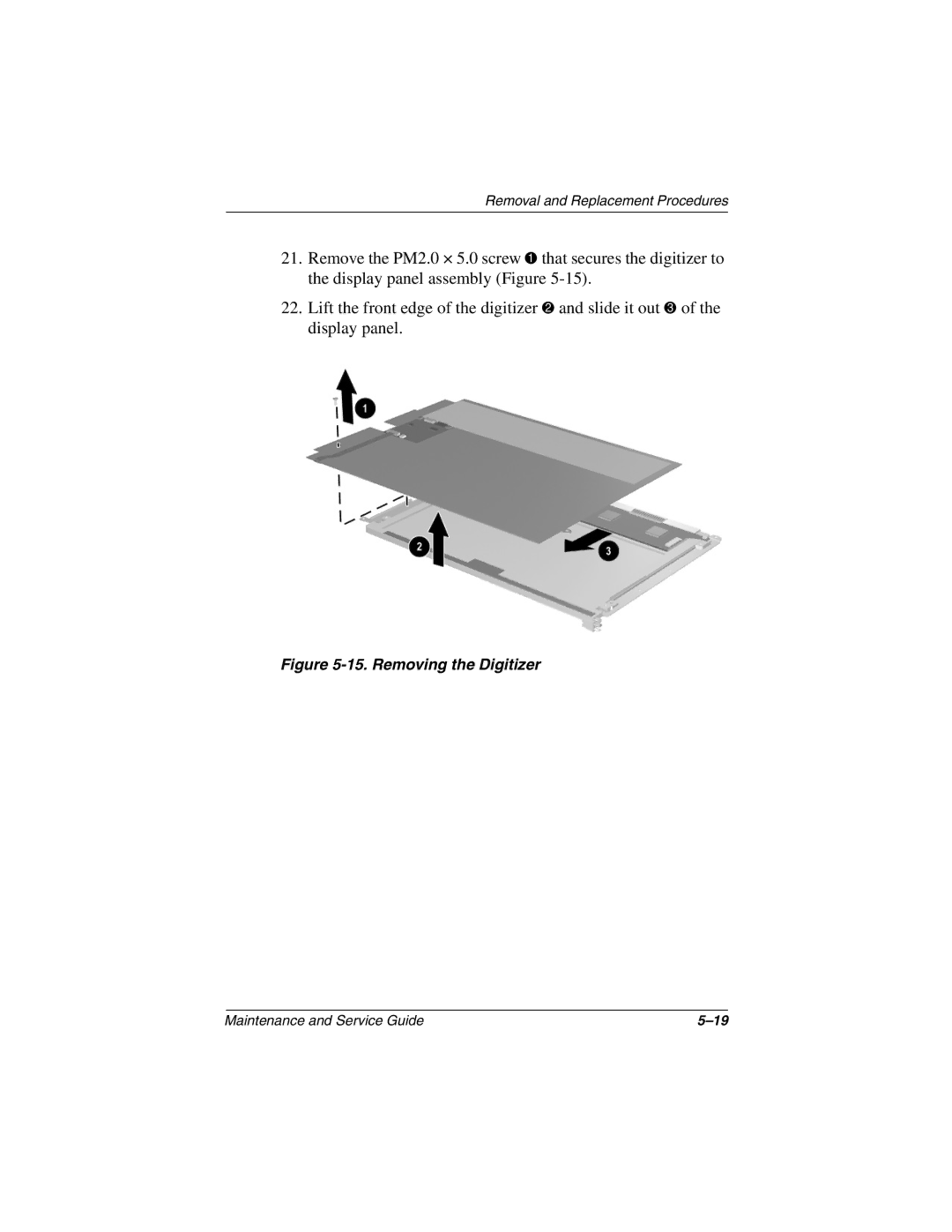 Compaq TC1000 manual Removing the Digitizer 