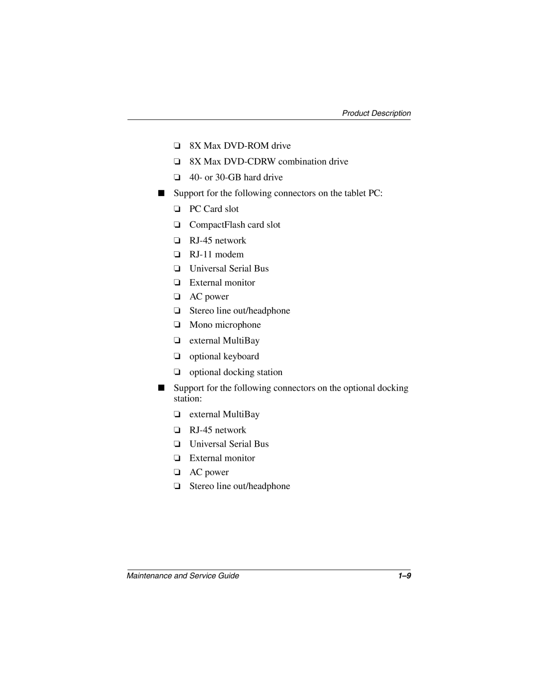 Compaq TC1000 manual Maintenance and Service Guide 