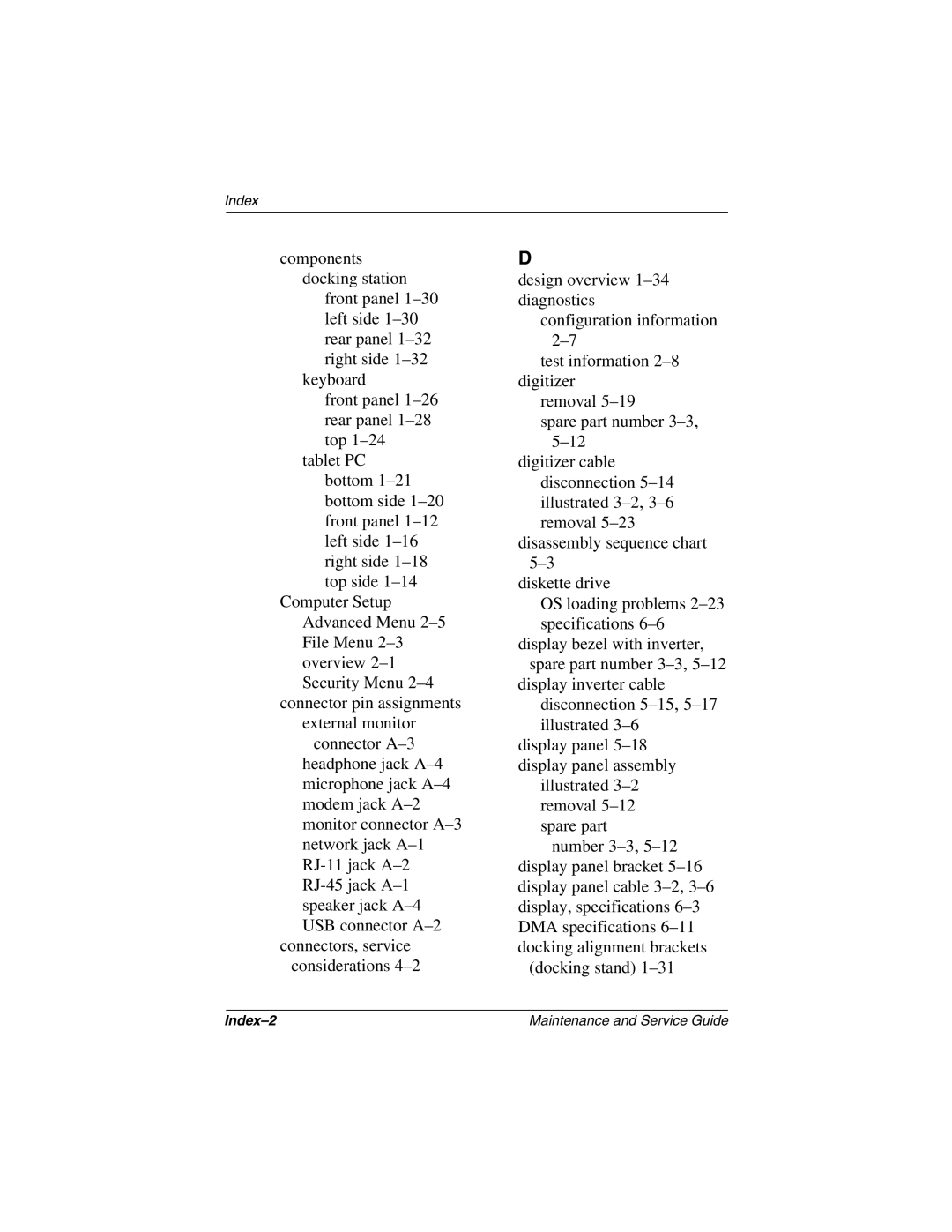 Compaq TC1000 manual Index-2 