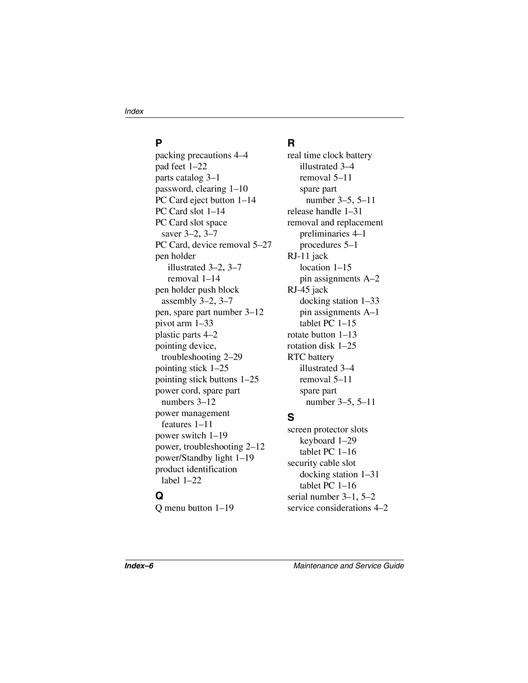 Compaq TC1000 manual Index-6 