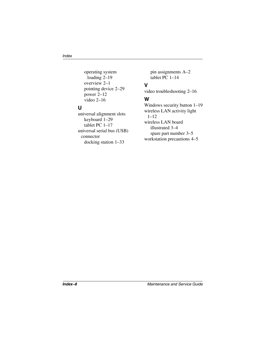 Compaq TC1000 manual Index-8 