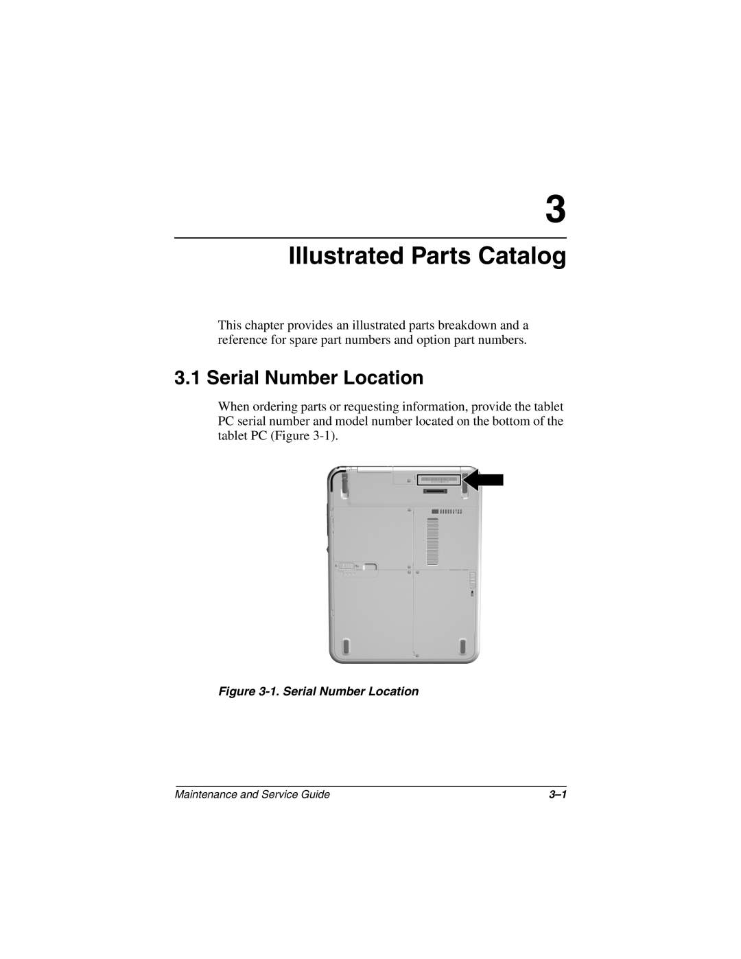 Compaq TC1000 manual Illustrated Parts Catalog, Serial Number Location 