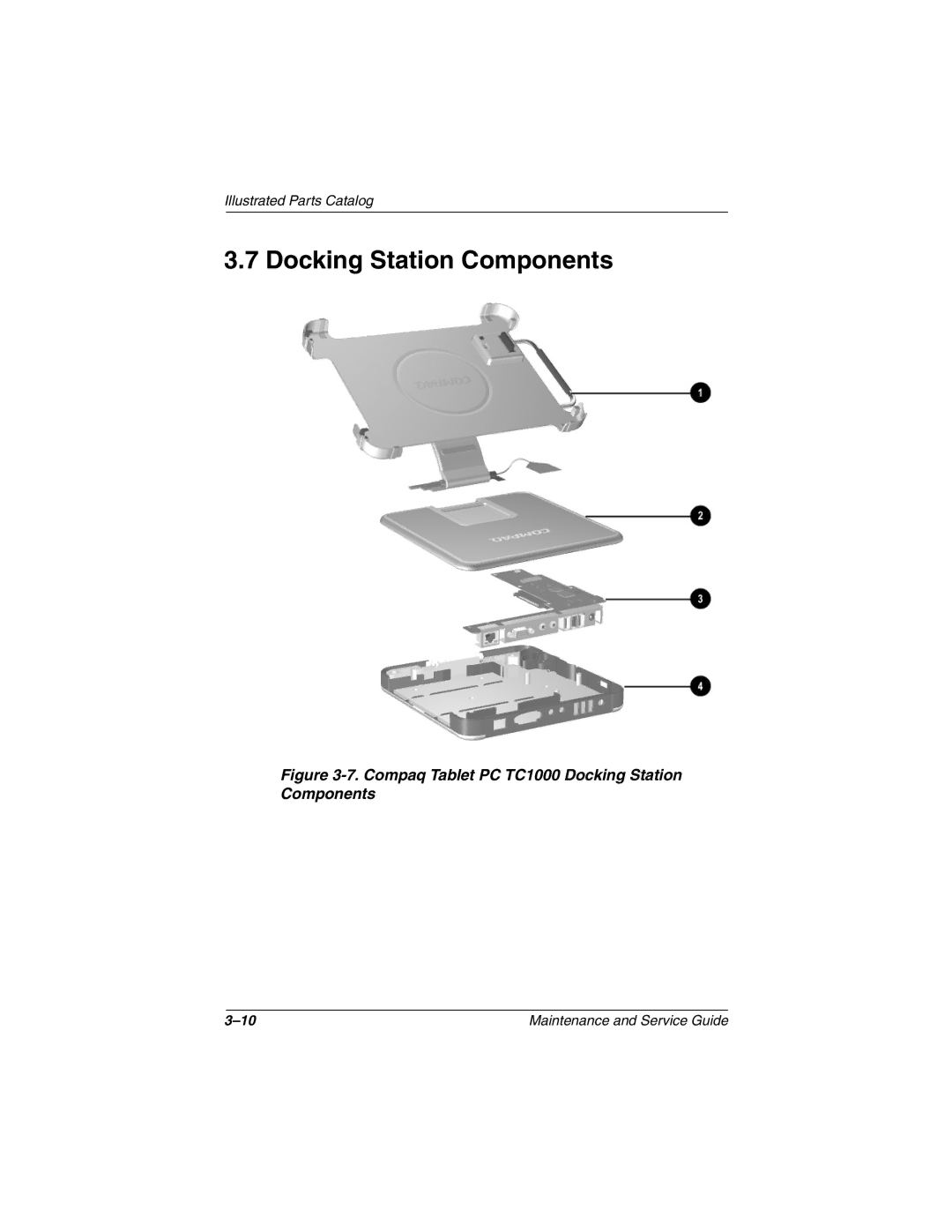 Compaq manual Compaq Tablet PC TC1000 Docking Station Components 