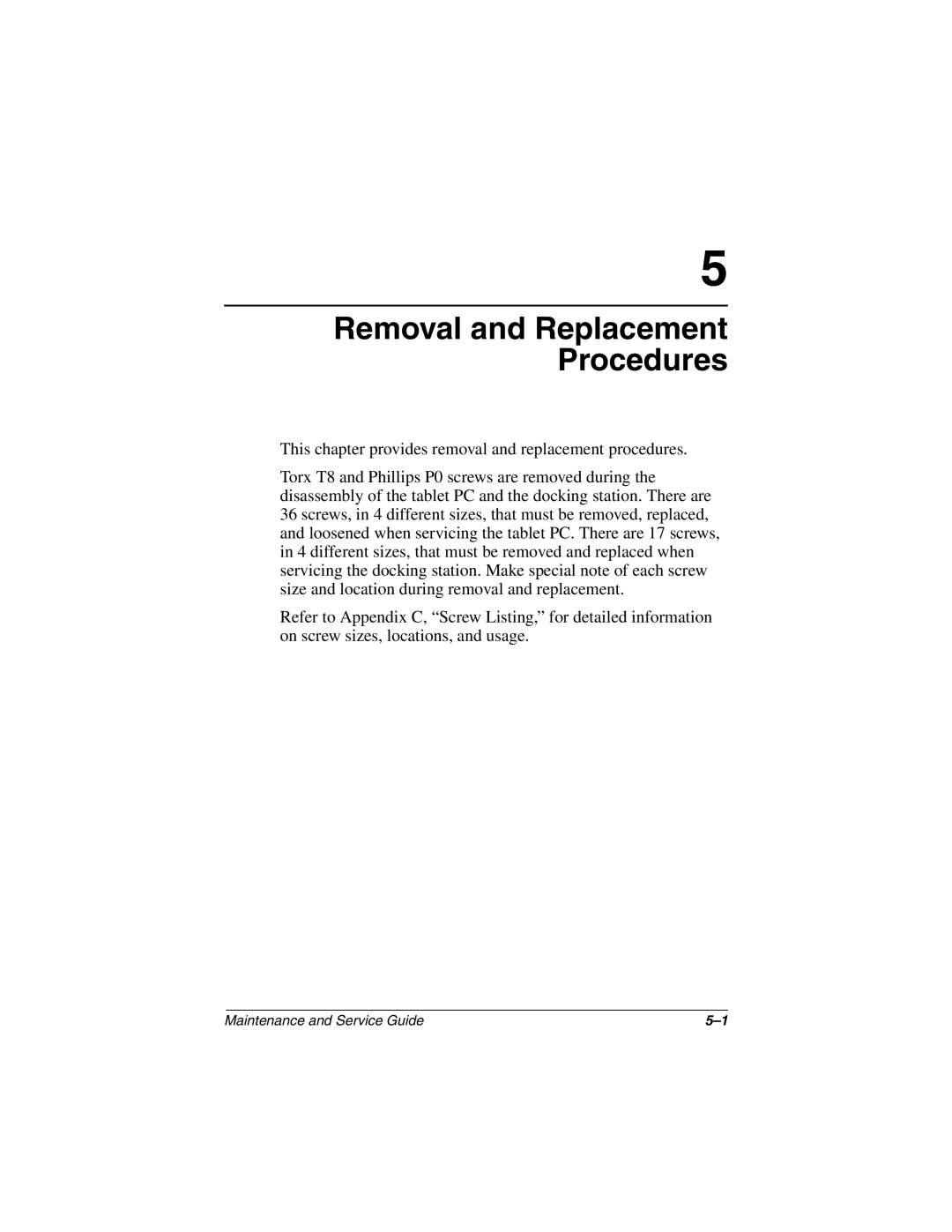 Compaq TC1000 manual Removal and Replacement Procedures 