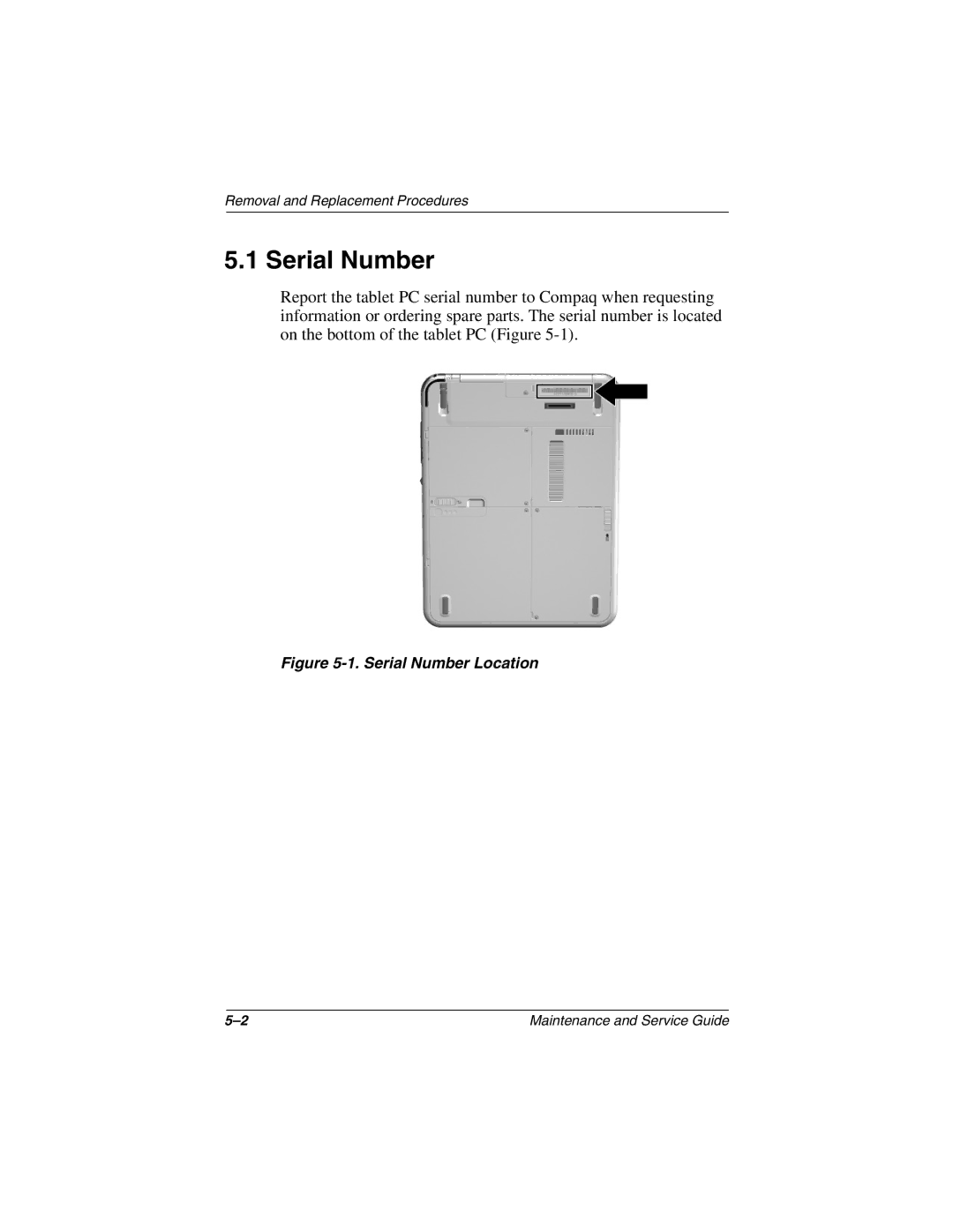 Compaq TC1000 manual Serial Number Location 