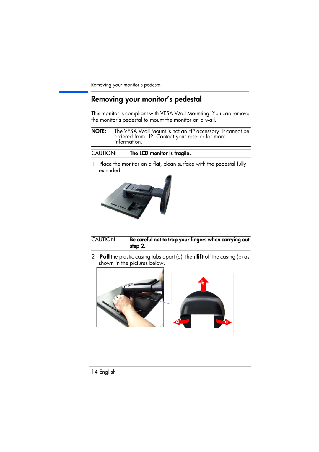 Compaq TFT1720 manual Removing your monitor’s pedestal 