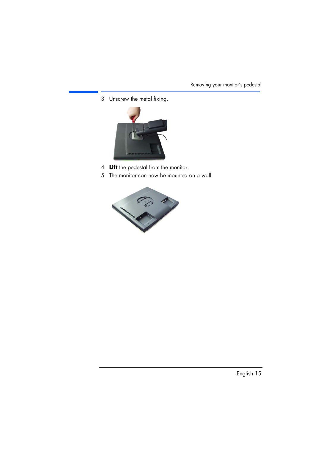 Compaq TFT1720 manual Removing your monitor’s pedestal 