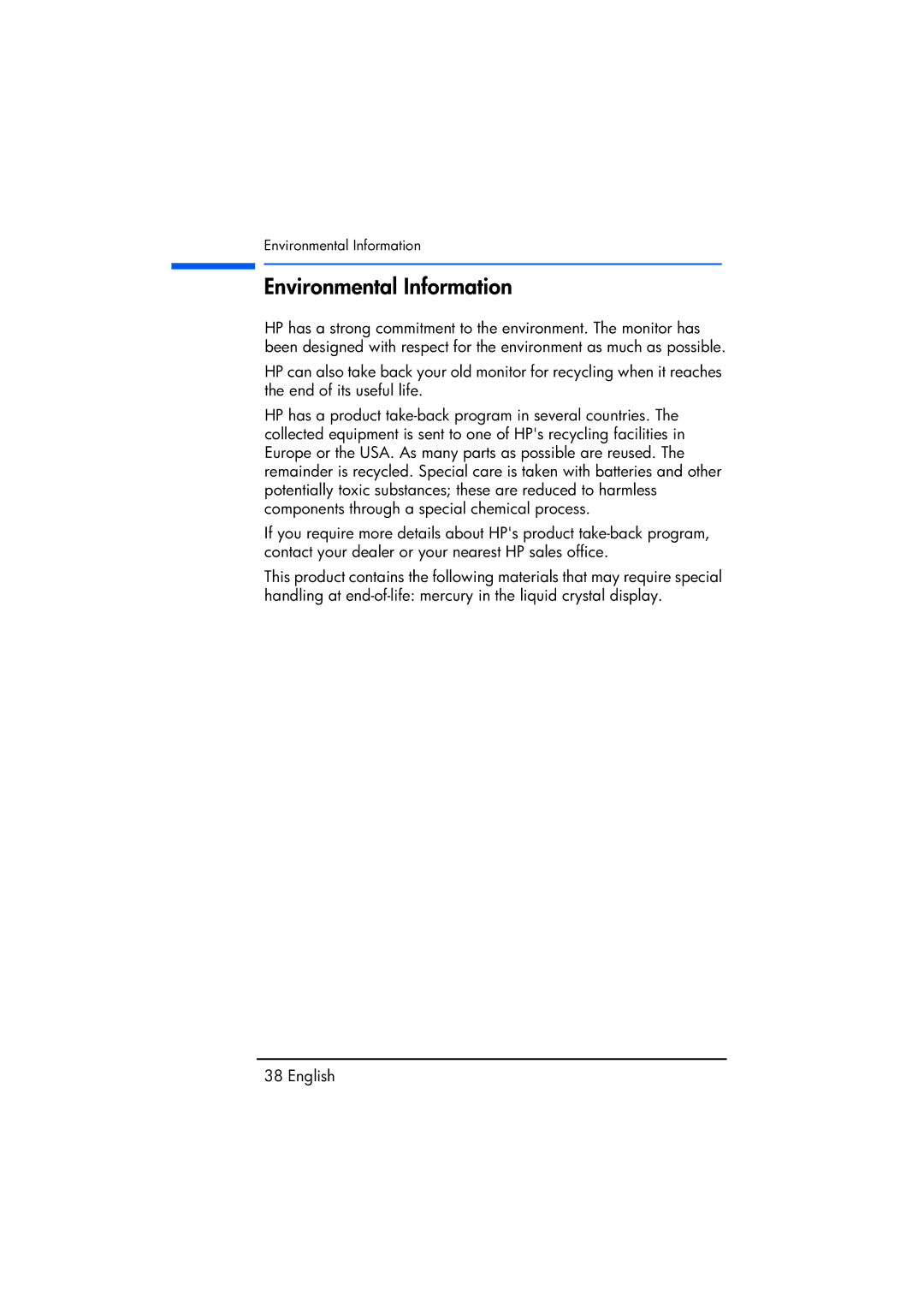 Compaq TFT1720 manual Environmental Information 