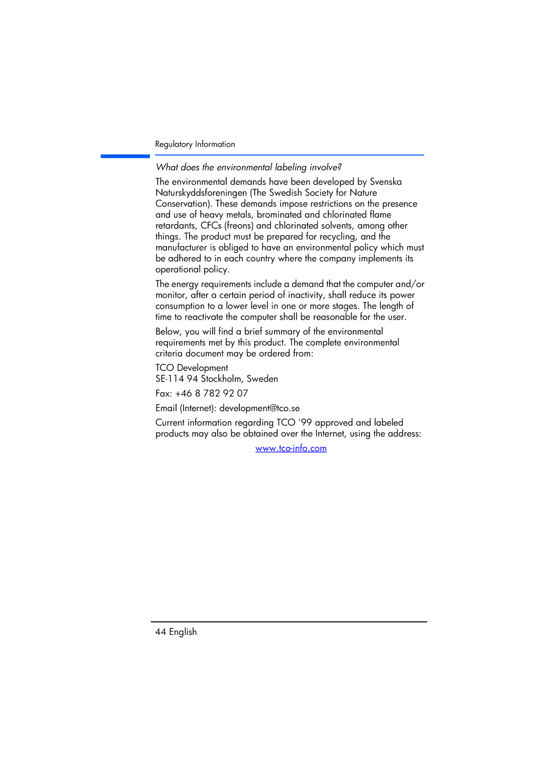 Compaq TFT1720 manual What does the environmental labeling involve? 