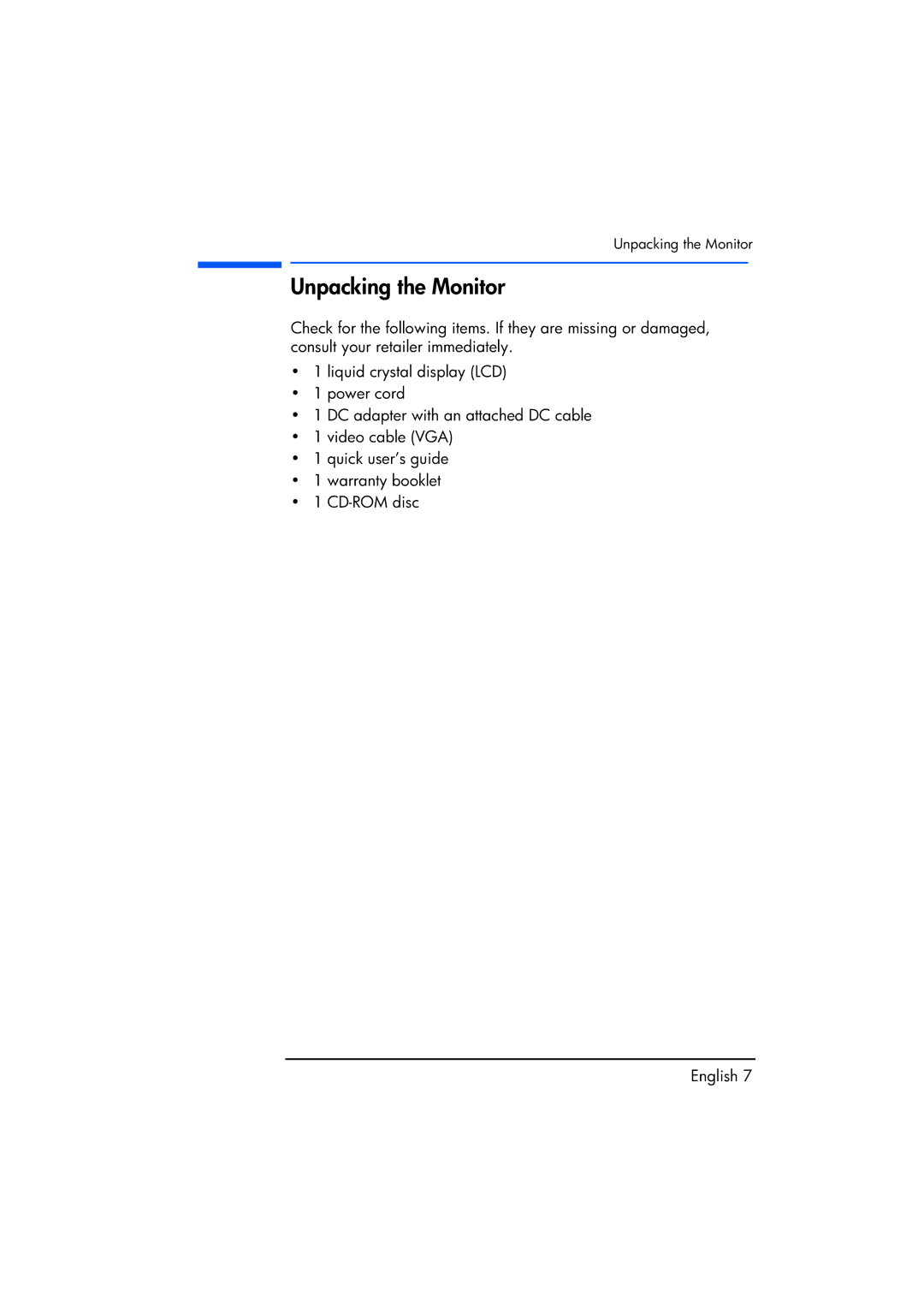 Compaq TFT1720 manual Unpacking the Monitor 