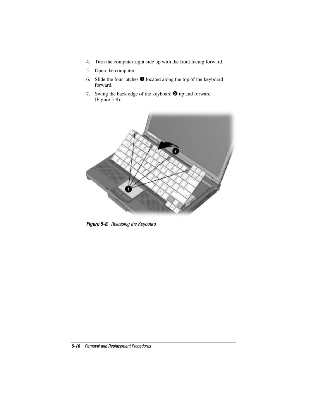 Compaq V300, E500S manual Releasing the Keyboard 