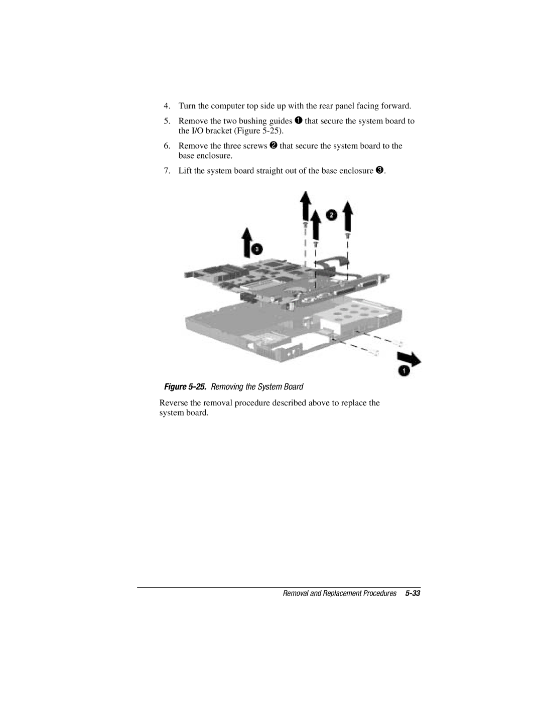 Compaq E500S, V300 manual Removing the System Board 