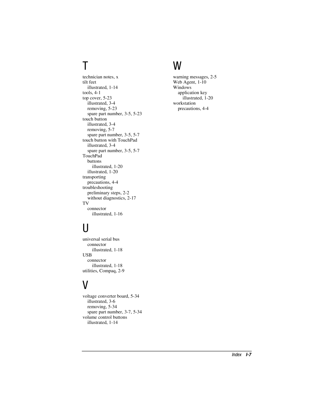 Compaq V300, E500S manual Usb 