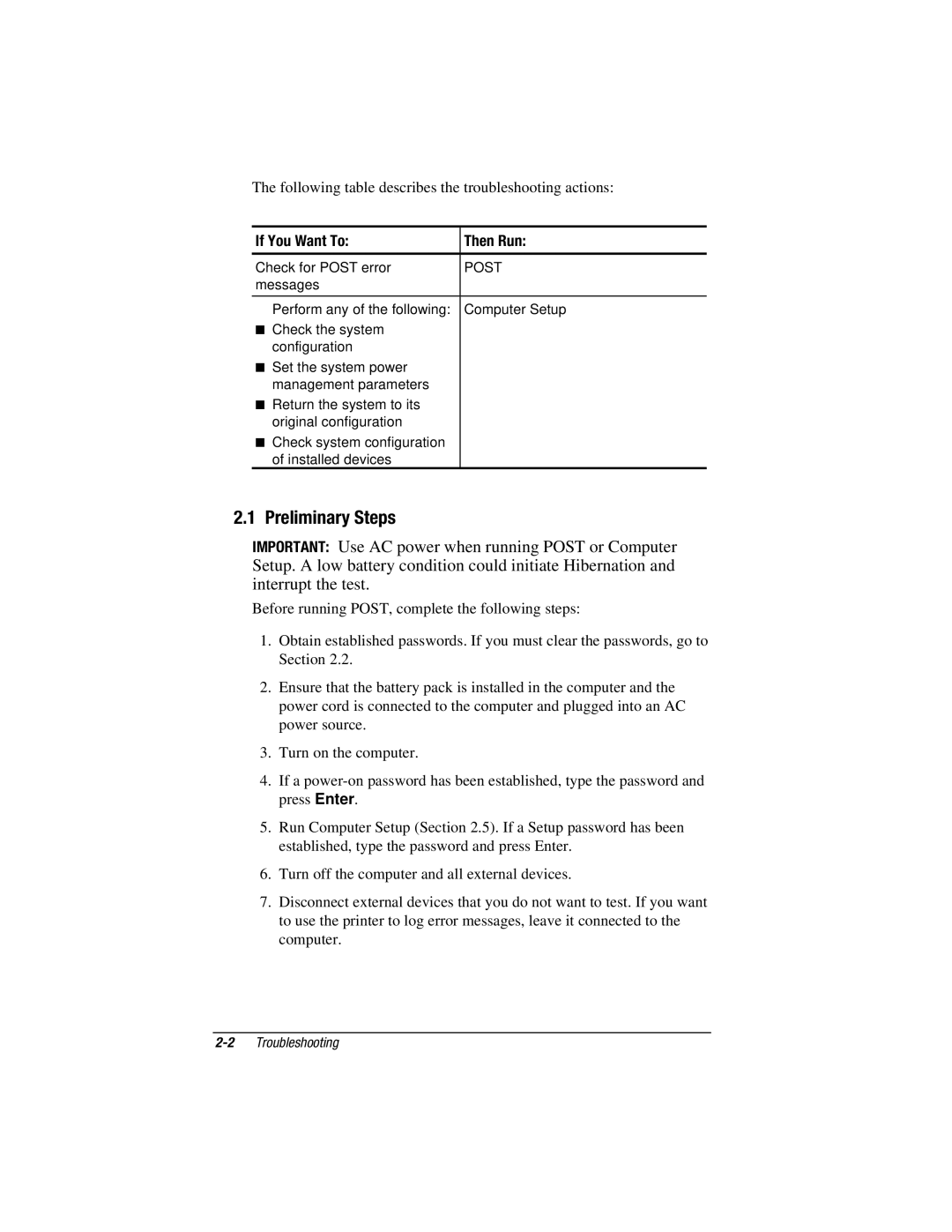 Compaq V300, E500S manual Preliminary Steps, If You Want To Then Run, Post 