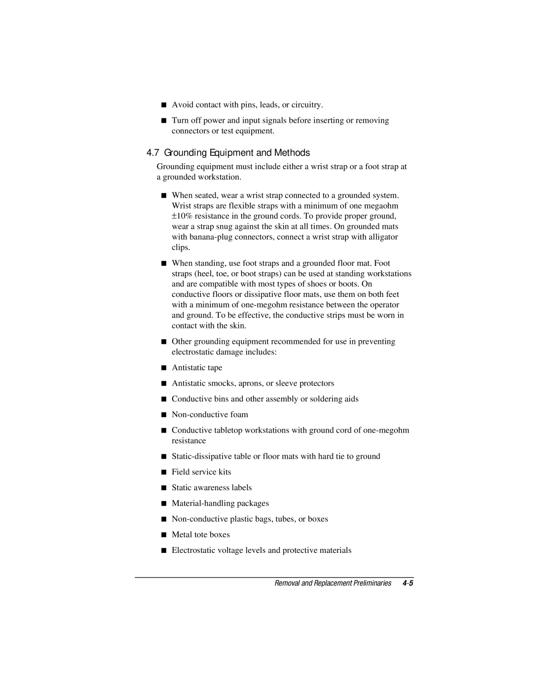 Compaq E500S, V300 manual Grounding Equipment and Methods 