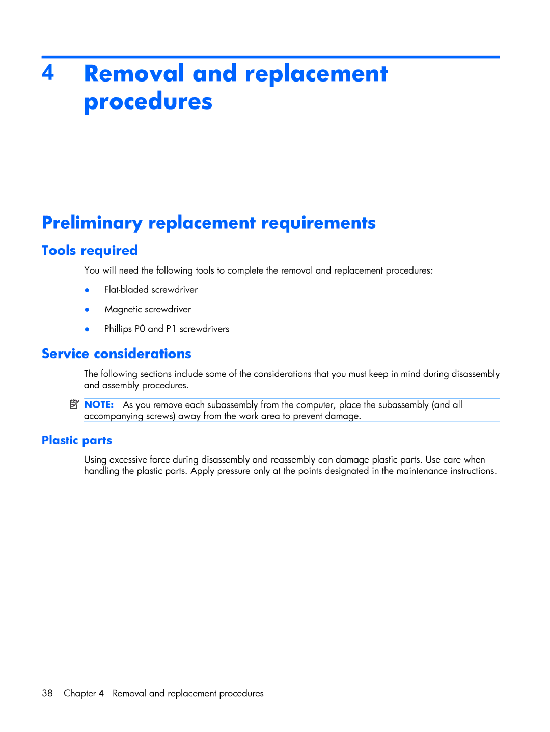 Compaq V3500 manual Removal and replacement procedures, Preliminary replacement requirements, Tools required 