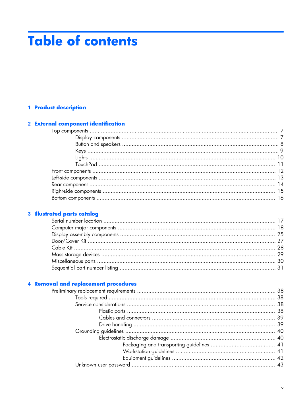 Compaq V3500 manual Table of contents 