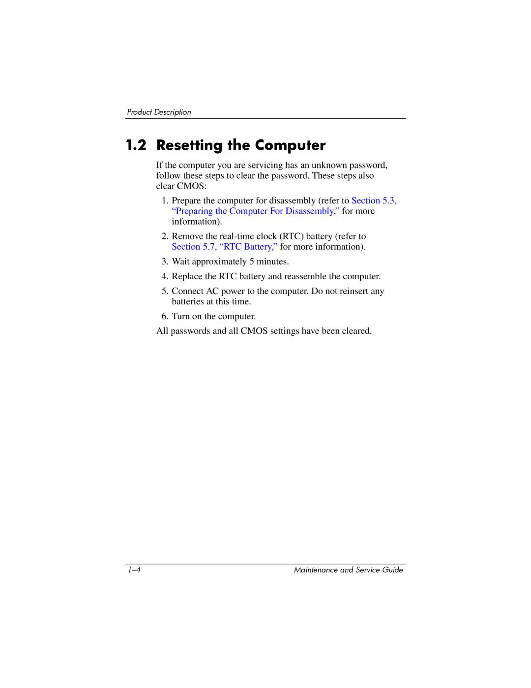 Compaq V6000 manual Resetting the Computer 