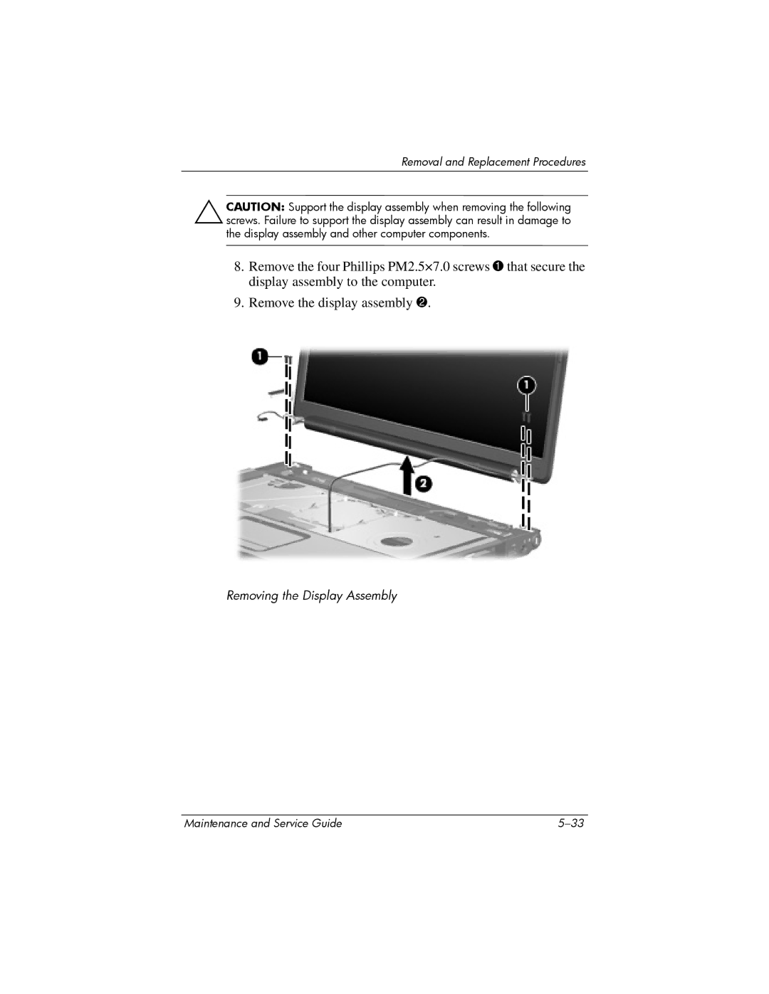 Compaq V6000 manual Removing the Display Assembly 