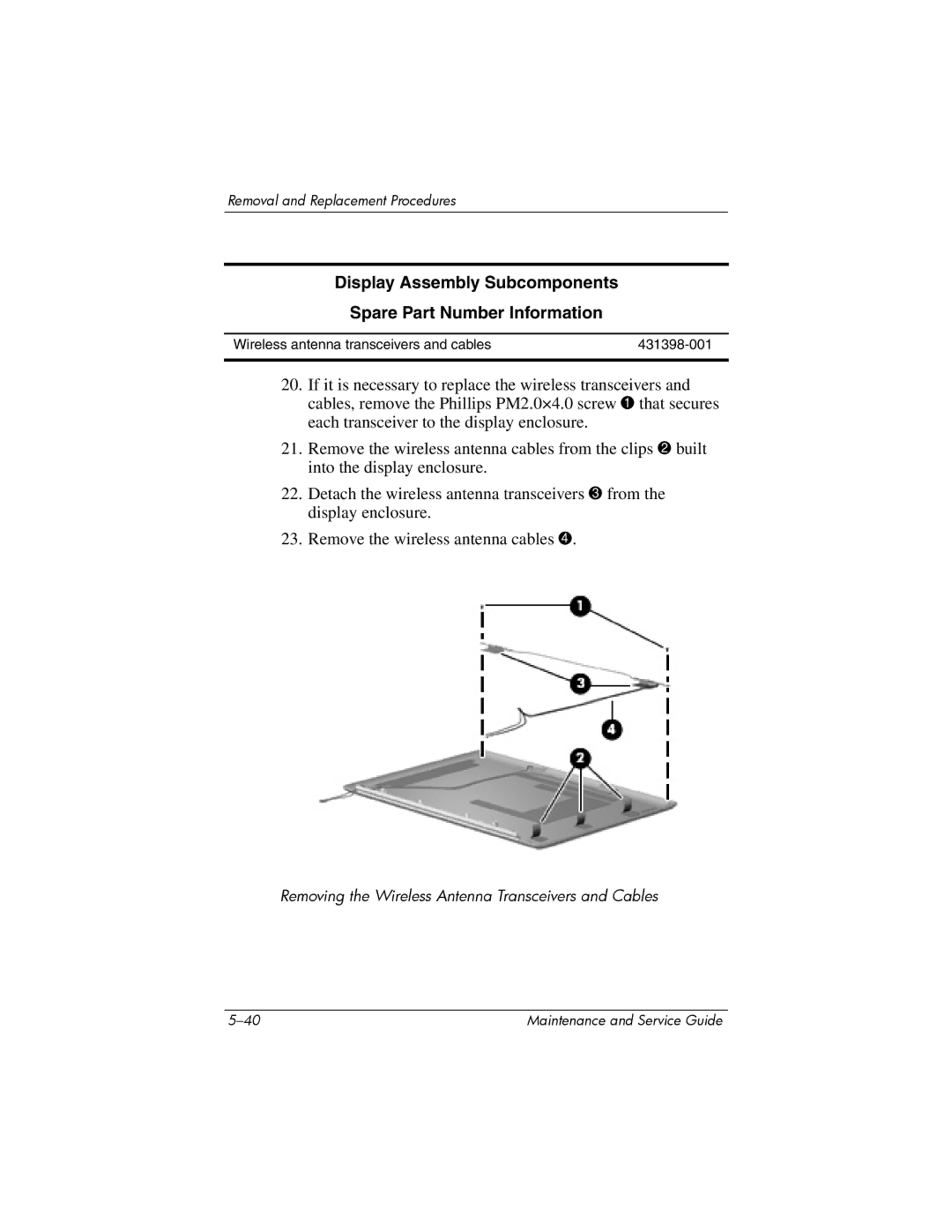 Compaq V6000 manual Removing the Wireless Antenna Transceivers and Cables 