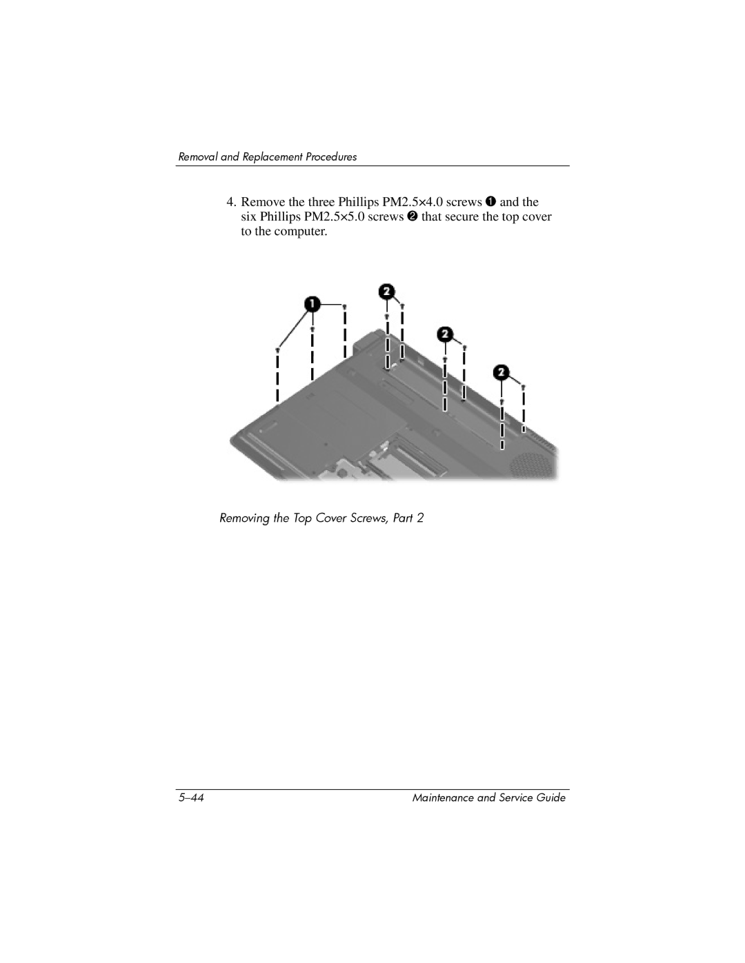 Compaq V6000 manual Removing the Top Cover Screws, Part 