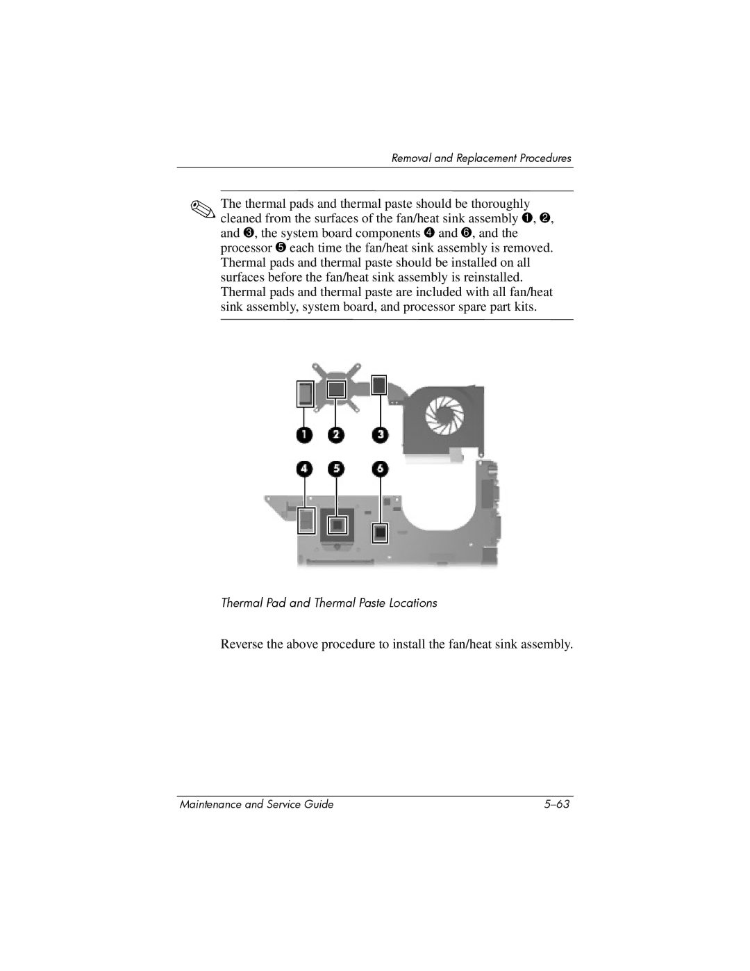 Compaq V6000 manual Thermal Pad and Thermal Paste Locations 