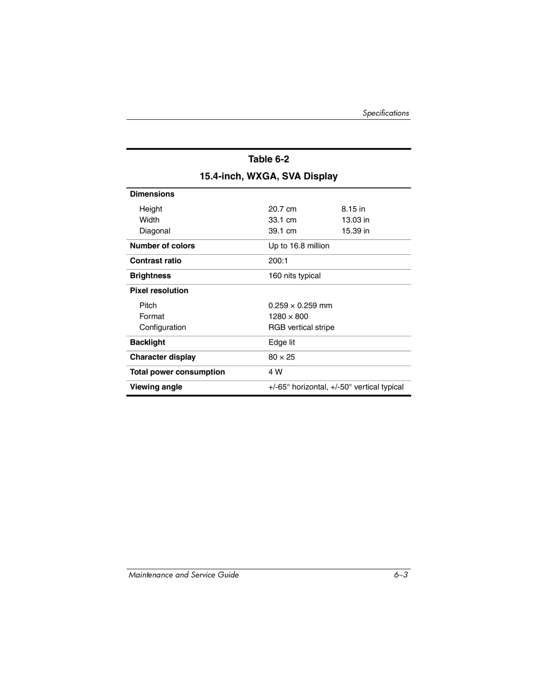 Compaq V6000 manual Inch, WXGA, SVA Display 