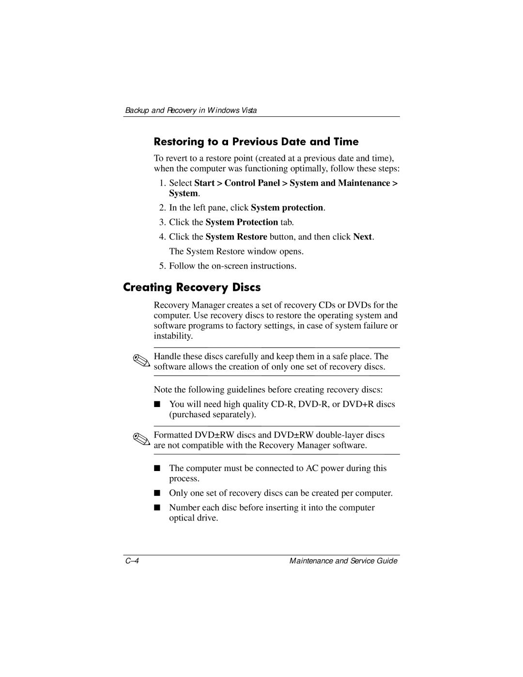 Compaq V6000 manual Creating Recovery Discs 