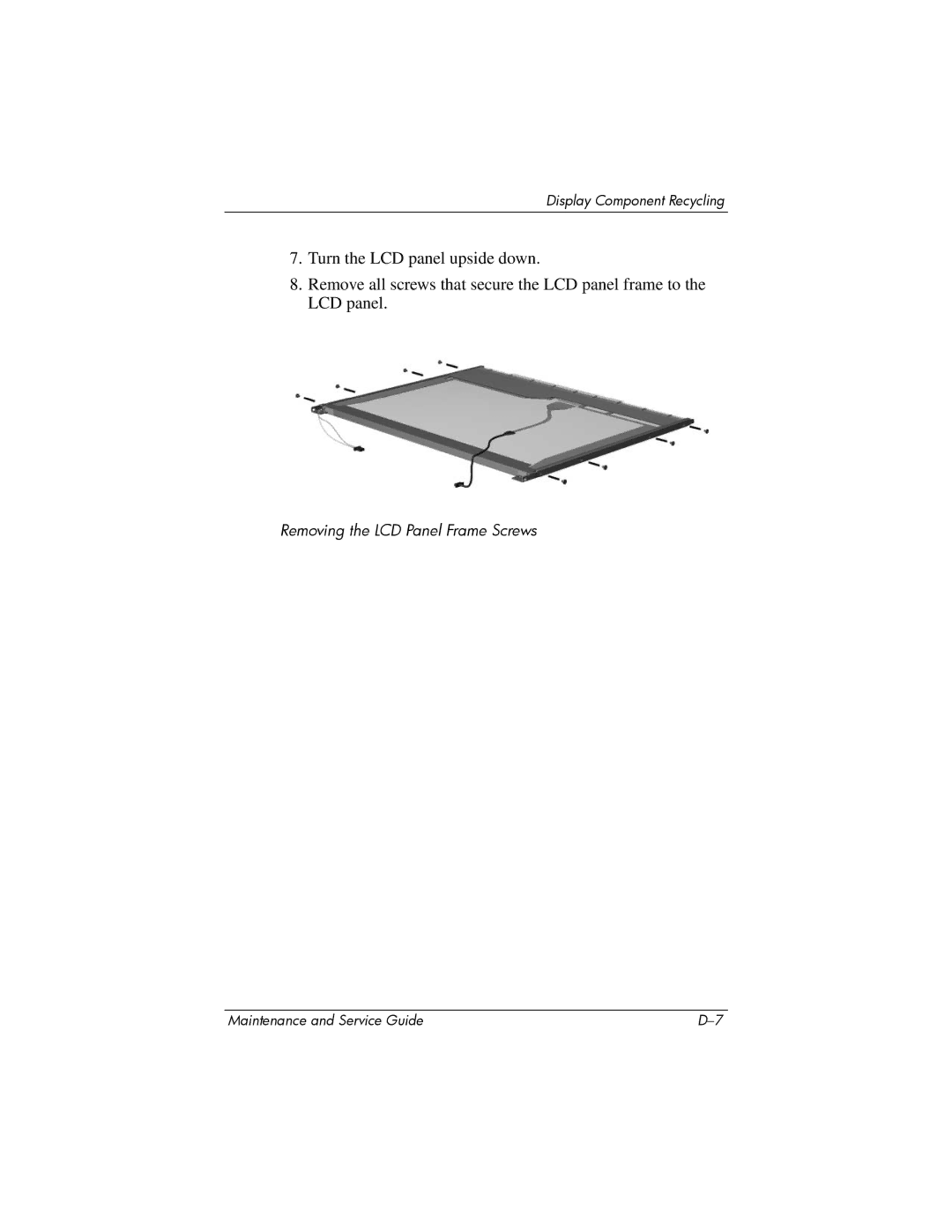 Compaq V6000 manual Removing the LCD Panel Frame Screws 