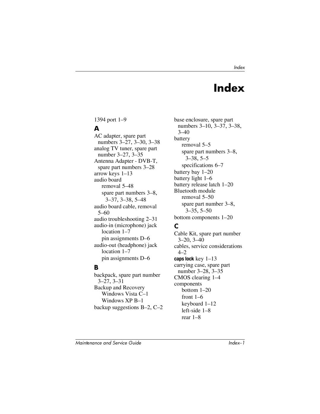 Compaq V6000 manual Index 