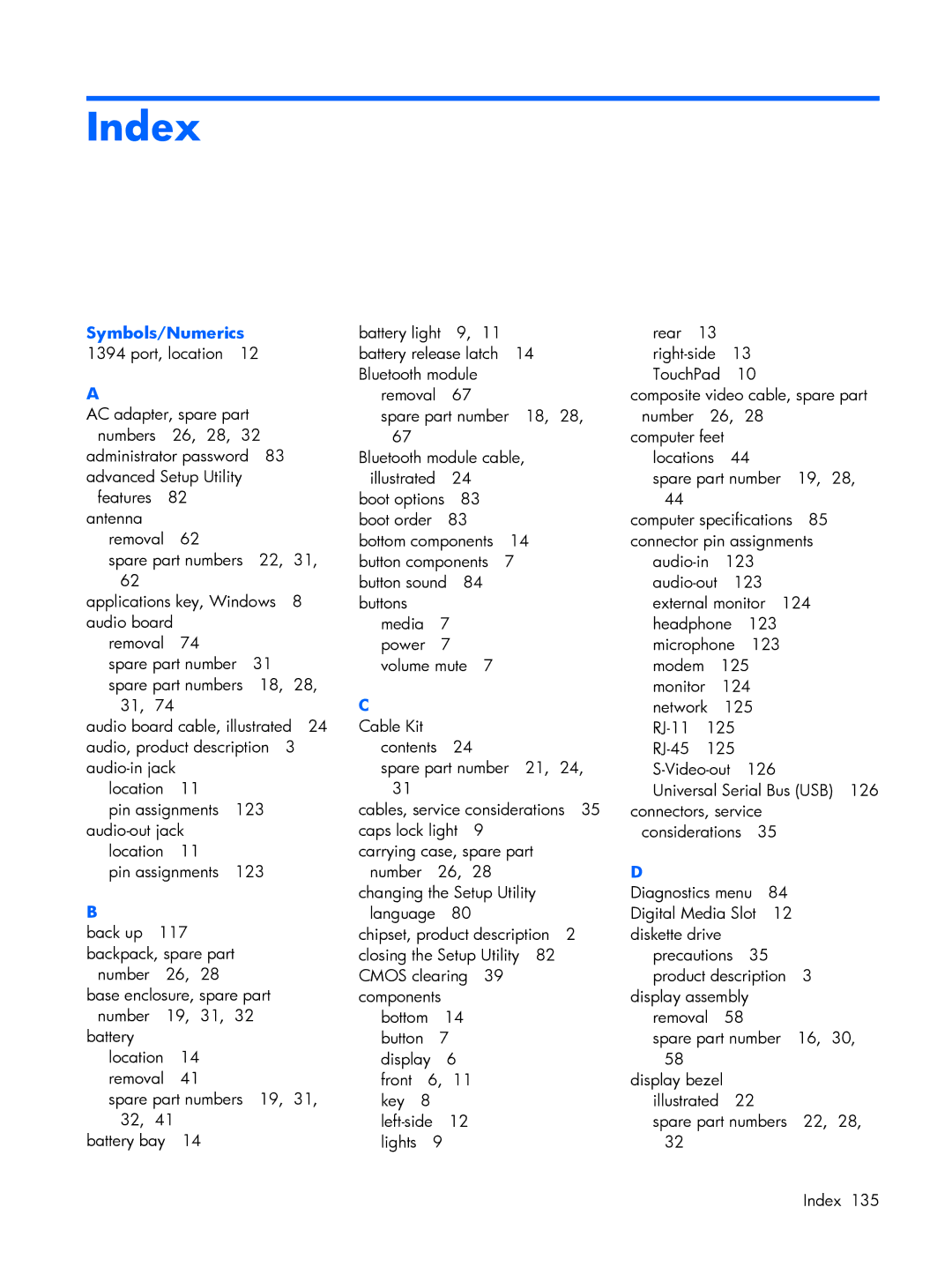 Compaq V6500, V6600 manual Index, Symbols/Numerics 