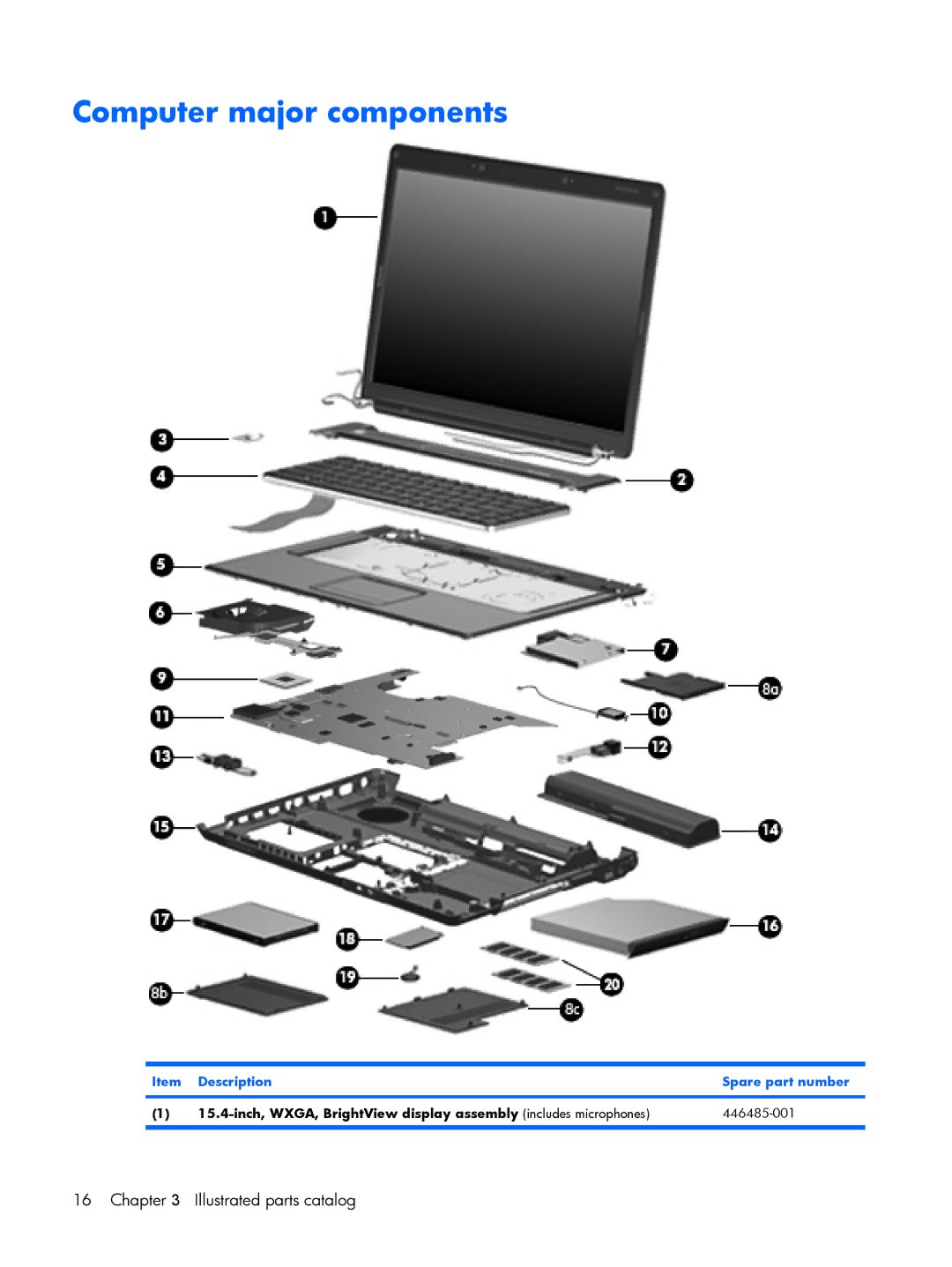 Compaq V6600, V6500 manual Computer major components, Illustrated parts catalog 