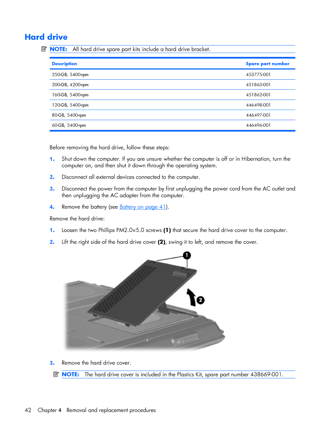 Compaq V6600, V6500 manual Hard drive 