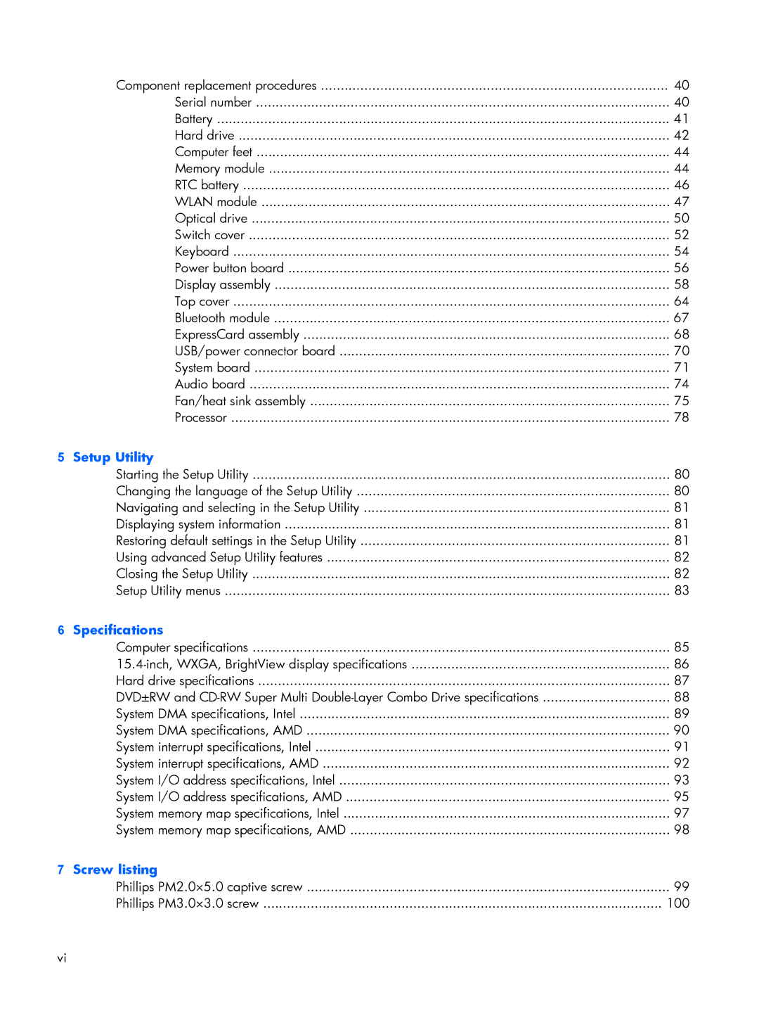 Compaq V6600, V6500 manual Setup Utility 