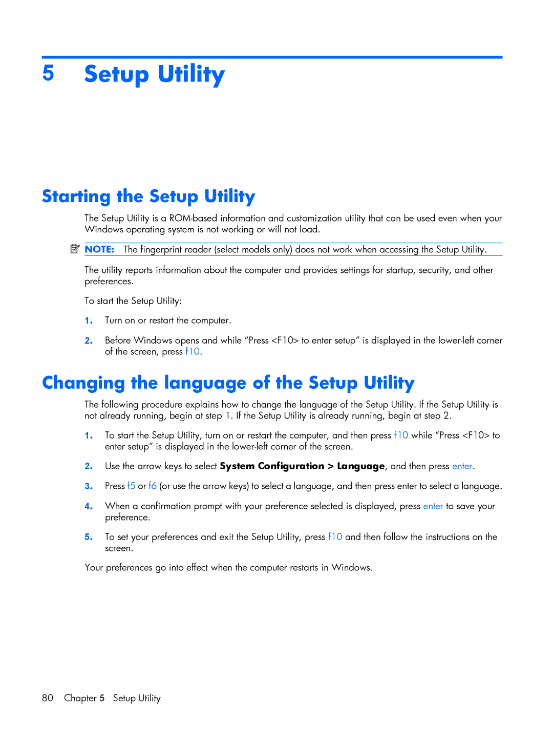 Compaq V6600, V6500 manual Starting the Setup Utility, Changing the language of the Setup Utility 