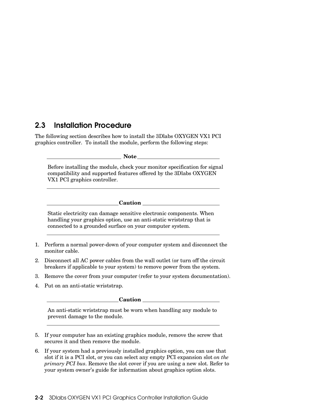 Compaq VX1 manual Installation Procedure 