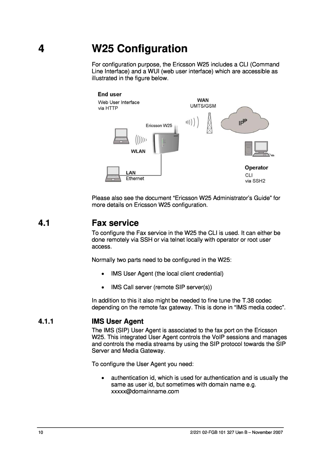 Compaq manual 4 W25 Configuration, Fax service, 4.1.1, IMS User Agent 