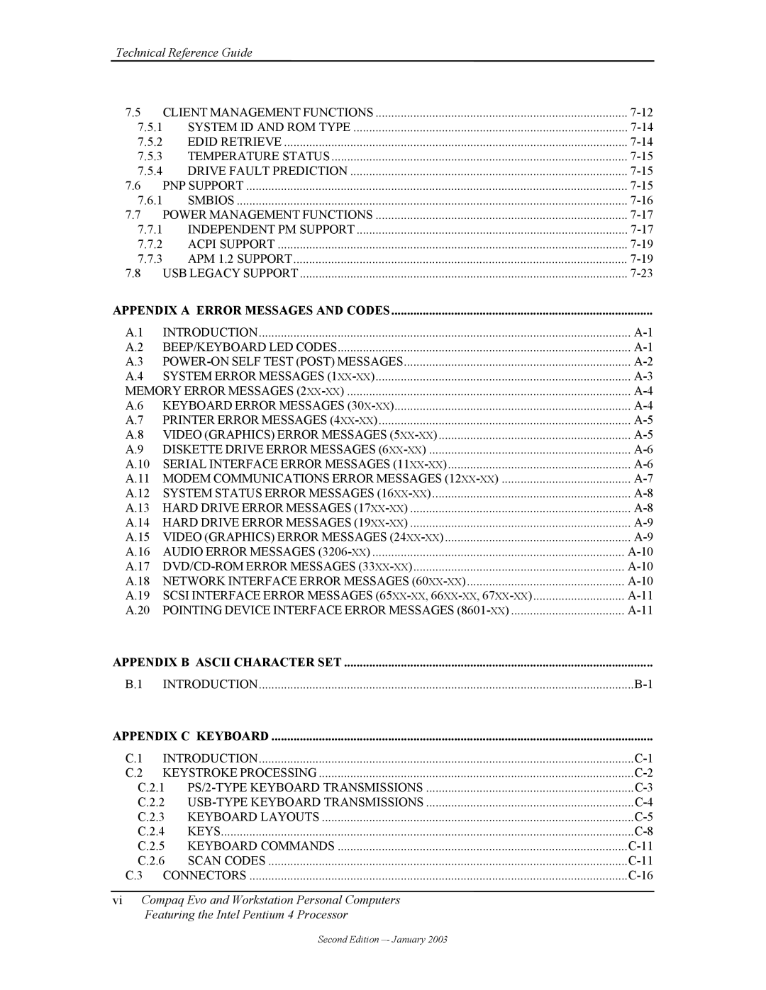 Compaq W4000 manual Appendix B Ascii Character SET 