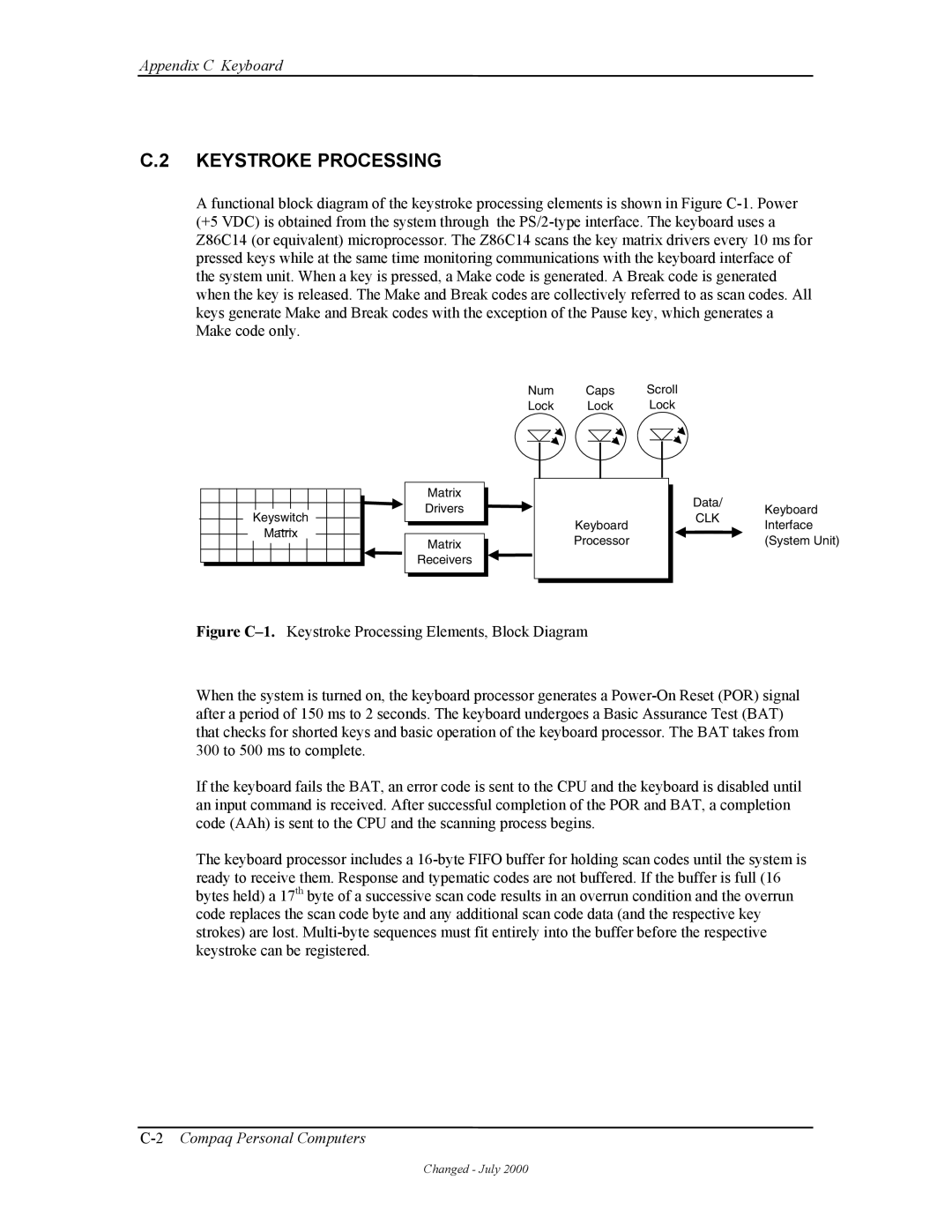 Compaq W4000 manual Keystroke Processing 