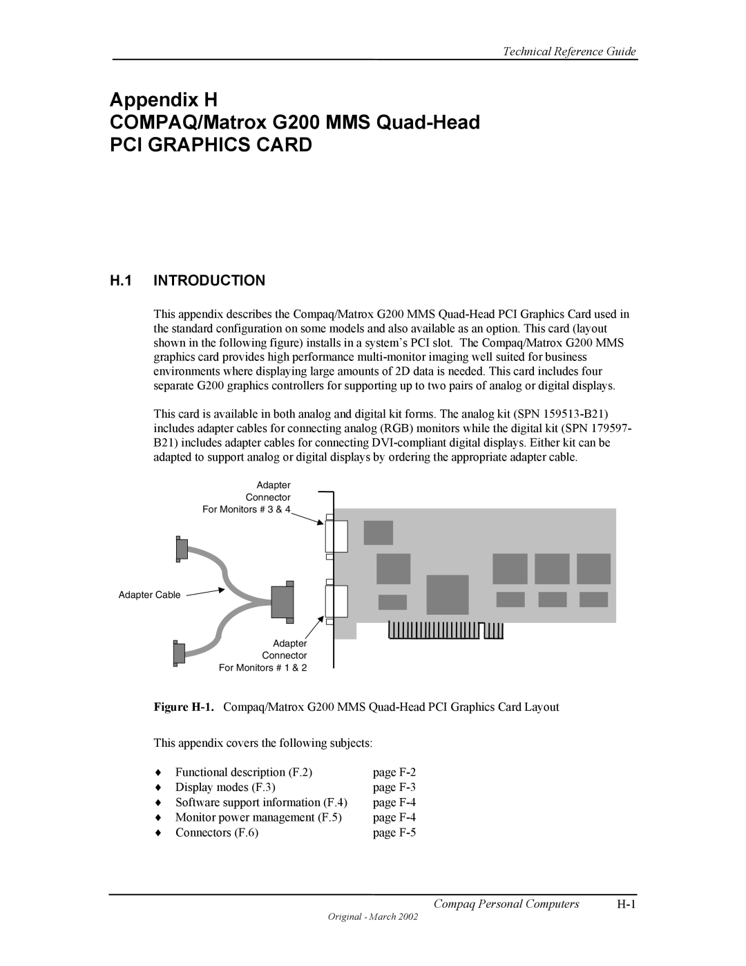 Compaq W4000 manual PCI Graphics Card 