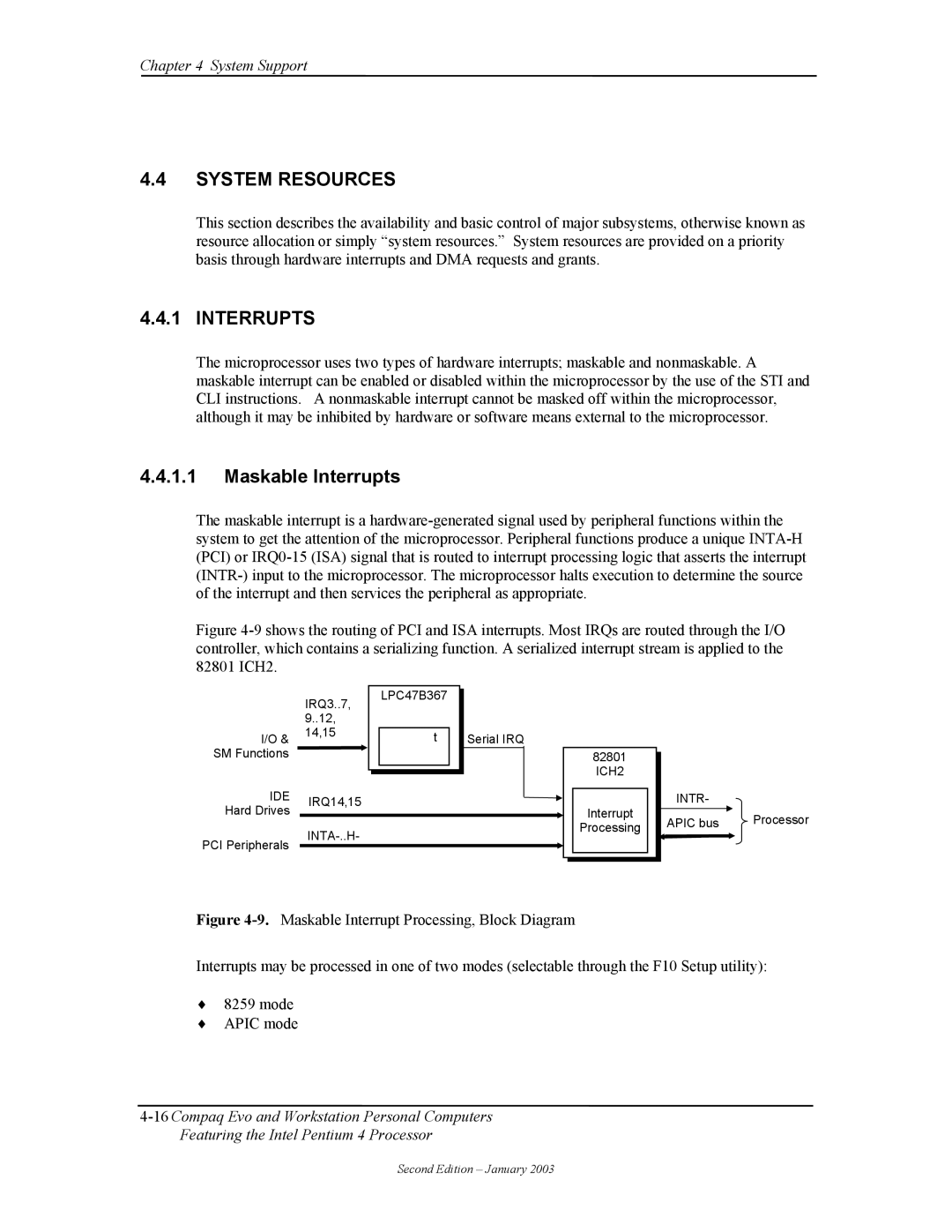 Compaq W4000 manual System Resources, Maskable Interrupts 