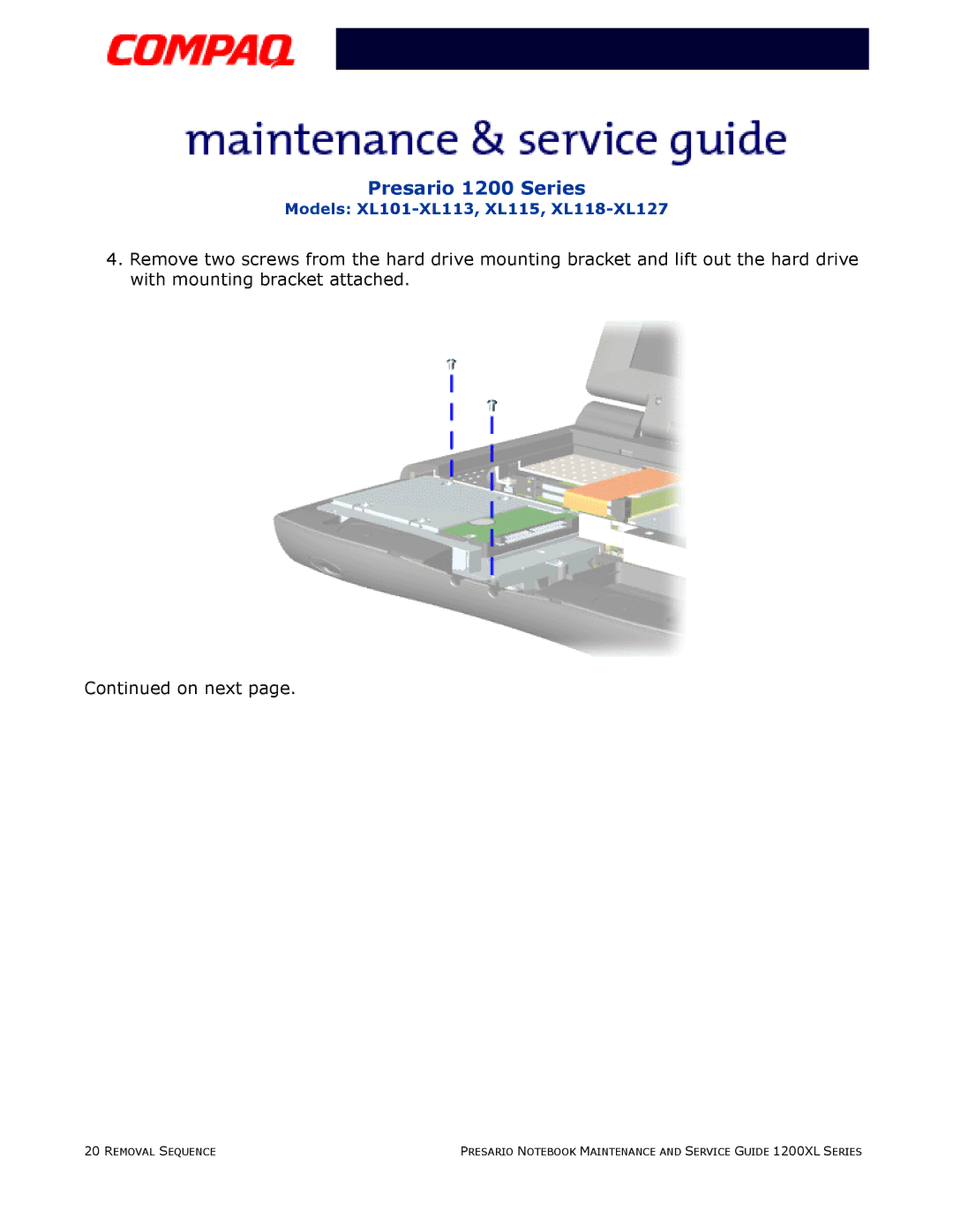 Compaq XL118-XL127, XL115, XL101-XL113 manual Presario 1200 Series 