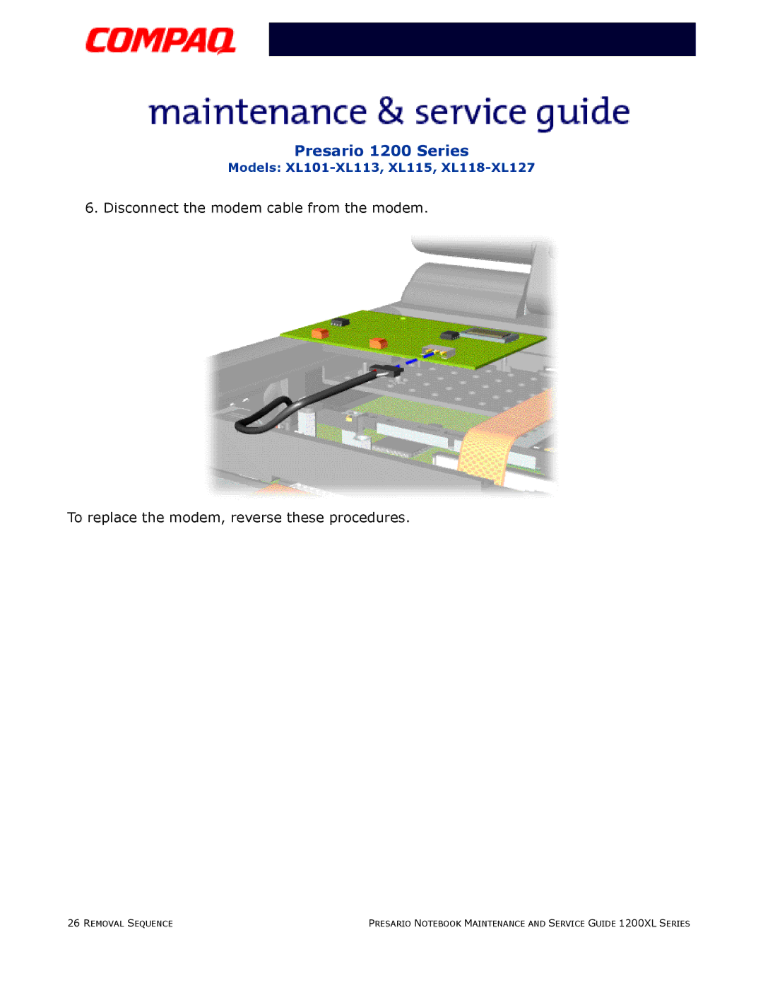 Compaq XL118-XL127, XL115, XL101-XL113 manual Presario 1200 Series 