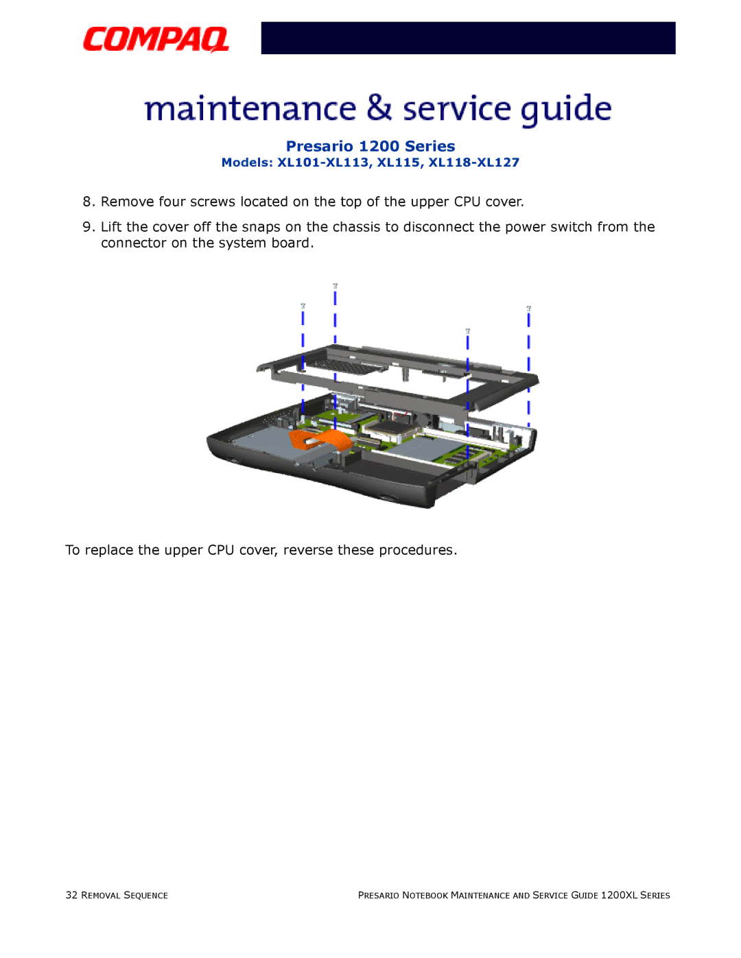 Compaq XL118-XL127, XL115, XL101-XL113 manual Presario 1200 Series 