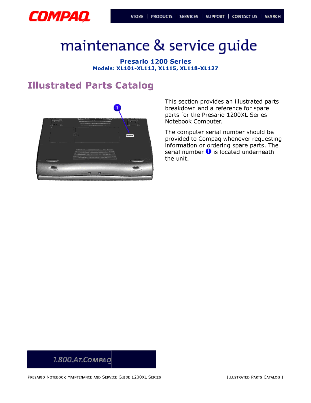 Compaq XL115, XL118-XL127, XL101-XL113 manual Illustrated Parts Catalog 